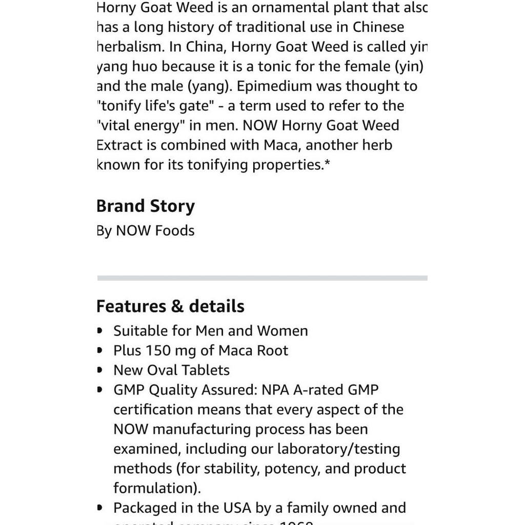 Now Foods Horny Goat Weed Extract 750 Mg + Maca 90 Tablets Tonifying