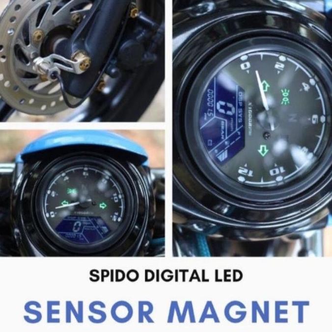 SPEEDOMETER BABON MOTOR SPIDO METER BULAT CUSTOM LED DITAL SENSOR