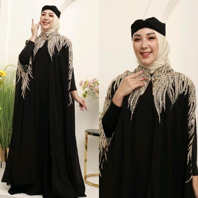 Exclusive Abaya/Kaftan FUJI free Turban dan Manset Gamis Muslim Wanita Dewasa / Dress Remaja Lebaran