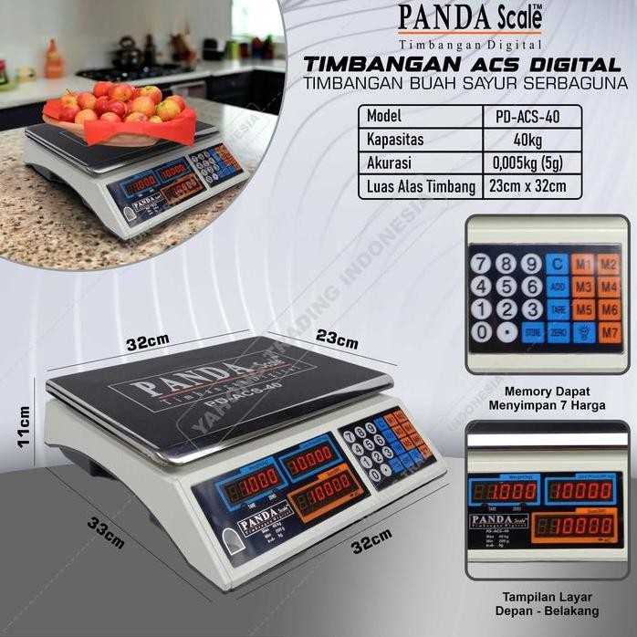 

Terlaris Timbangan 40Kg Timbangan Digital Buah Laundry Ikan Ayam Daging Meja Acs 40 Kg Panda Scale