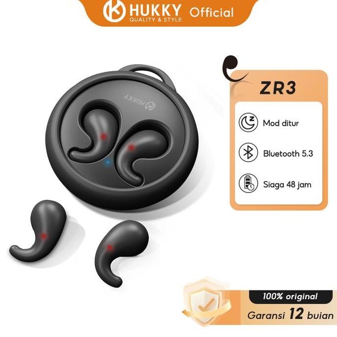 HUKKY ZR3 Headset Bluetooth Earphones TWS Sleepbuds Mini Invisiable - Ponsel Bass Microphone, Noise 