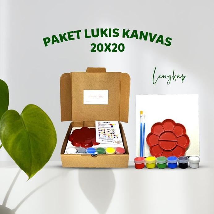 

ready Canvas Painting Kit 20x20 20x30 Paket Lengkap Komplit Dengan Peralatan Box Kanvas Cat Air Akrilik Palet Plastik Kuas Lukis Stationery Sekolah Alat