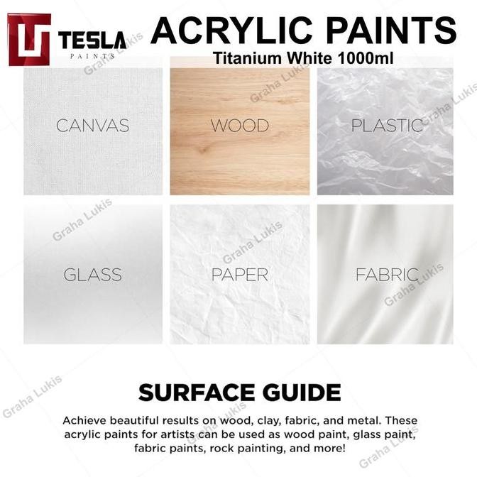 

ready Tesla Paints - Acrylic Paints / Cat Akrilik Titanium White 1000ml
