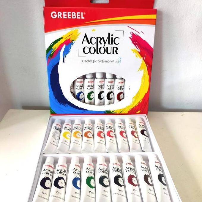 

ready GREEBEL Acrylic Colour Cat Akrilik 18 Warna 10ml Art Craft Painting