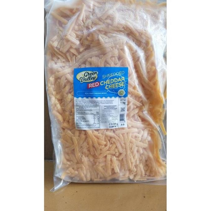 

Murah Shredded Red Cheddar Cheese 1Kg / Orange Cheddar Shredded / Keju Cheddar Parut - 100% Halal