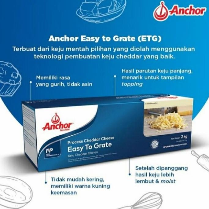 

Murah Anchor Cheddar Cheese 2 Kg | Keju Parut Cheddar Anchor