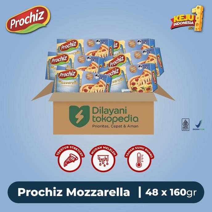 

Grosir Keju Prochiz Mozzarella 160 Gr Paket 1 Karton