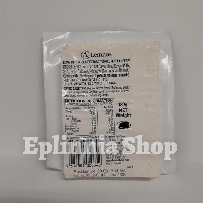 

Murah Keju Import Lemnos Feta Fetta Fettah Fetah Cheese Reduced Fat 180Gr