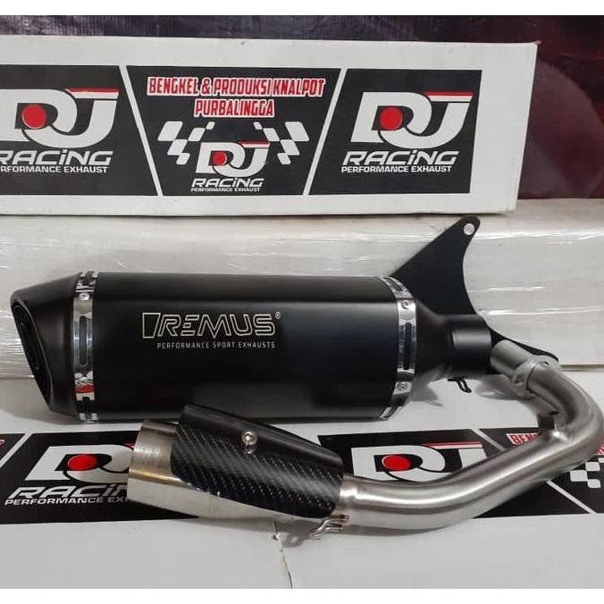 Knalpot Replika Remus Hexacone Black branding laser all vespa matic