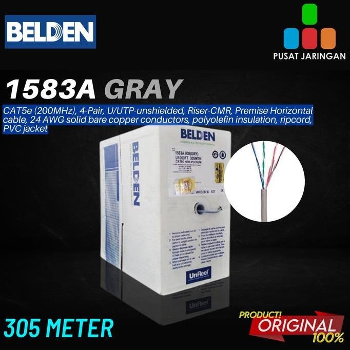 Berkualitas BELDEN 1583A Kabel LAN UTP Cat-5E ORIGINAL 305m BIRU/GREY MURAH