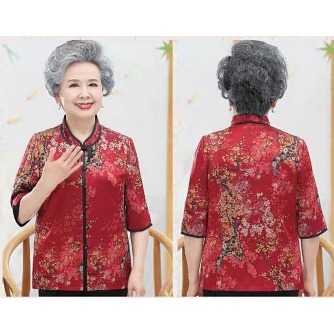 Fs 0801 Baju Atasan Blouse Cheongsam Cny Wanita Mandarin Cina Adat Bahan Acatate Satin Premium Ld108