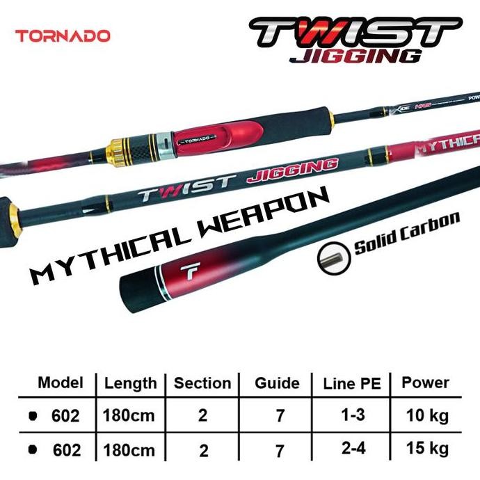 [ GRATIS SENAR PE ] TORNADO Joran Pancing Spinning TWIST JIGGING Mythical Weapon 180cm PE 1-3 & 2 - 