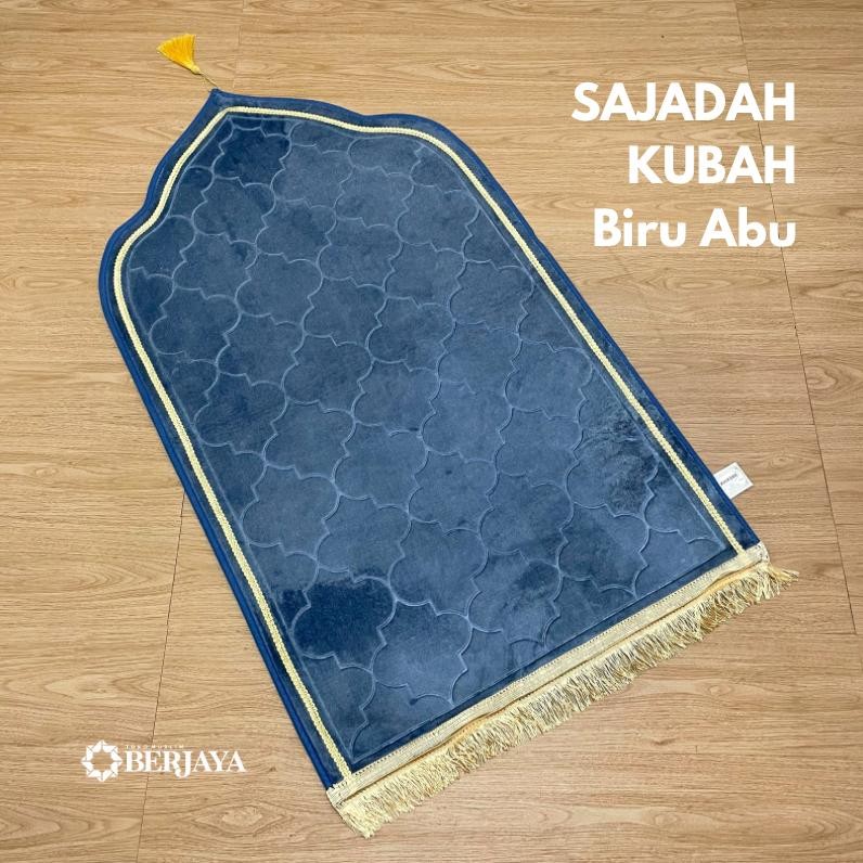 Sajadah Kubah BIRU ABU Polos Tebal Busa Turki Minimalis Sejadah Premium Hampers Kado Anti Slip Grati