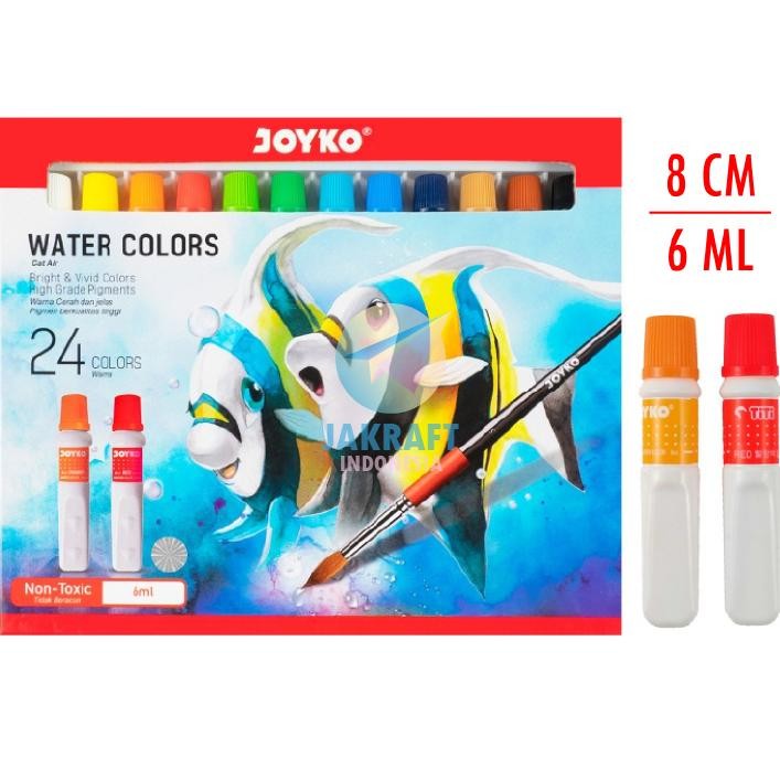 

24 Pcs Cat Air Joyko Watercolor Set 24 Warna Wac6Ml24C Water Color Aman 6Ml Berkualitas