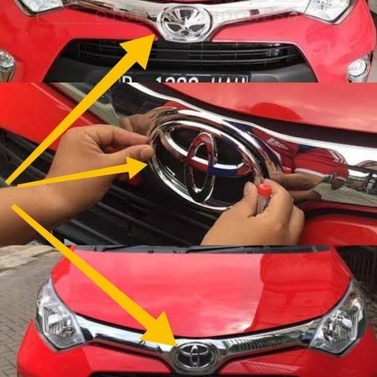 ASLI EMBLEM LOGO GRILL TOYOTA CALYA AKSESORIS MOBIL CHROME PREMIUM