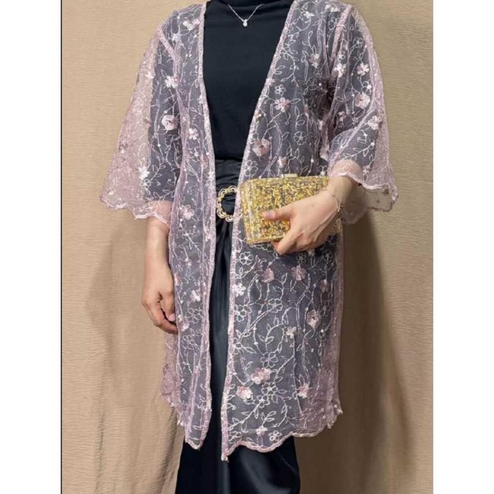 Outer Brukat Cardigan Mewah - Baju Brokat Luaran wanita AST