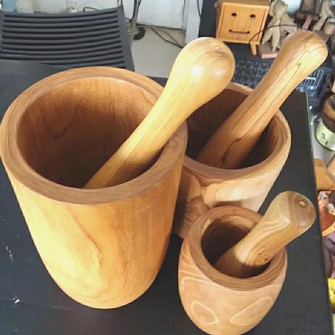 BEBAS ONGKIR - PENUMBUK BUMBU | LUMPANG KAYU JATI | LUMPANG KAYU UNTUK RUJAK | COBEK