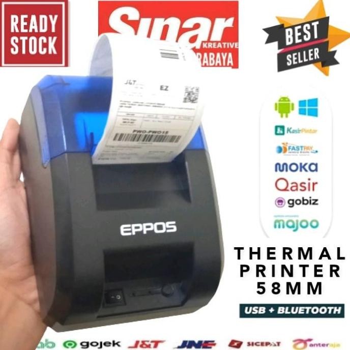 

TERMURAH - PRINTER BLUETOOTH THERMAL 58mm MESIN KASIR RPP02 - CETAK STRUK dan RESI Label COLOK LISTRIK DENGAN ADAPTOR