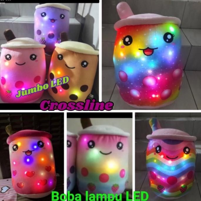 Boneka Boba LED Jumbo Brown sugar milk tea Strawberry