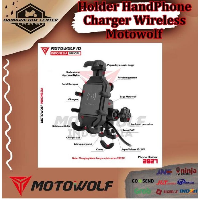 Motowolf Phone Holder Wireless Charger Holder HP Motowolf