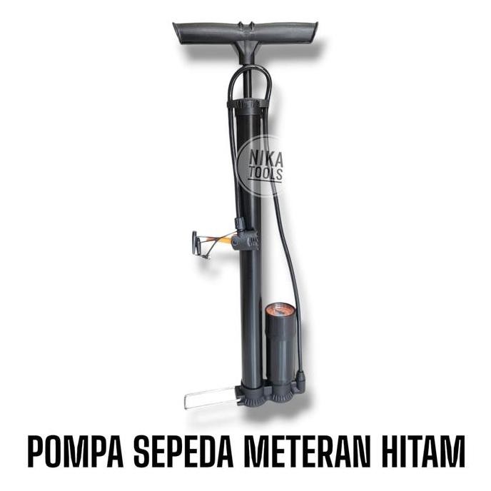 Pompa Ban Motor Sepeda Tabung Meteran Biru Besi