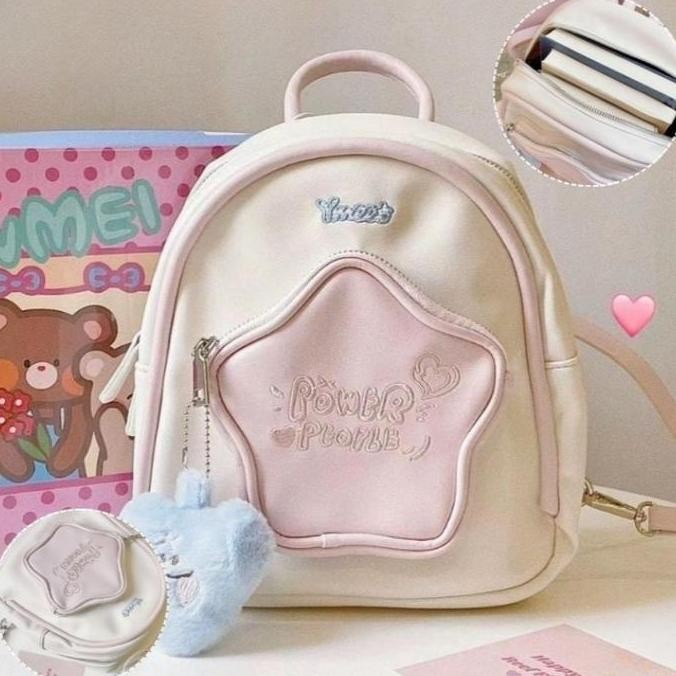 CODLucu Tas Ransel Bahan PU BintangTas Sekolah Ransel Kecil mini y2k Tas Sekolah Fashion Gaya Korea 