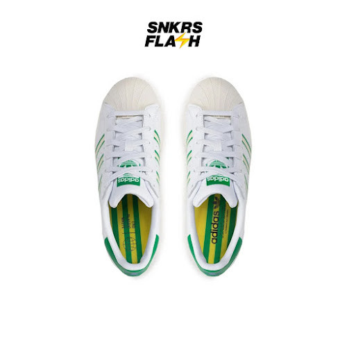 ADIDAS Superstar White Off White Green Sepatu Sneakers Pria - GX9878 - Size 40.7