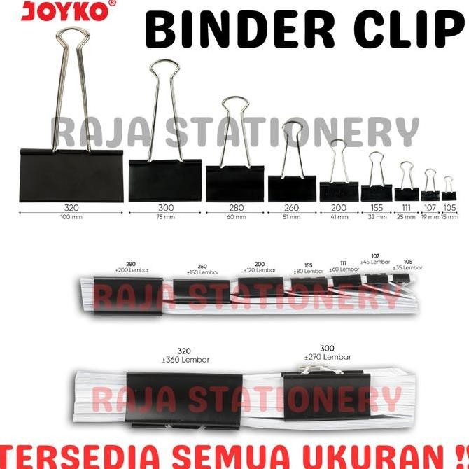 

Joyko Binder Clip 105 107 111 155 200 260 280 / Klip Penjepit Joyko