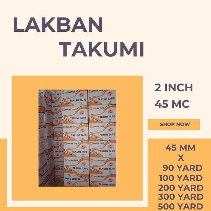 

(Grab/Gojek) Lakban Takumi 1Dus Bening Coklat 2Inch 45Mm 45Mc 90Yard 100Yard 200Yard 300Yard 500Yard (Dus) Co