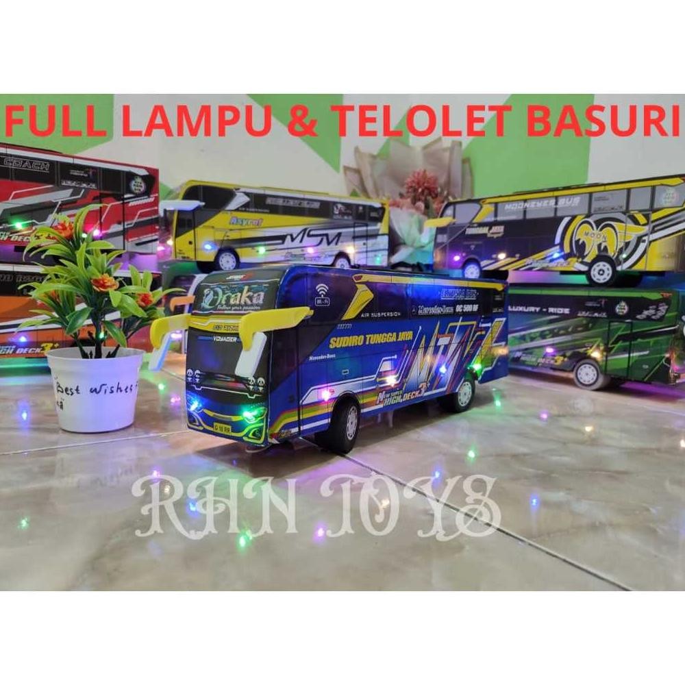 MAINAN VIRAL MINIATUR BUS TELOLET BASURI STJ DRAKA FULL LAMPU AST