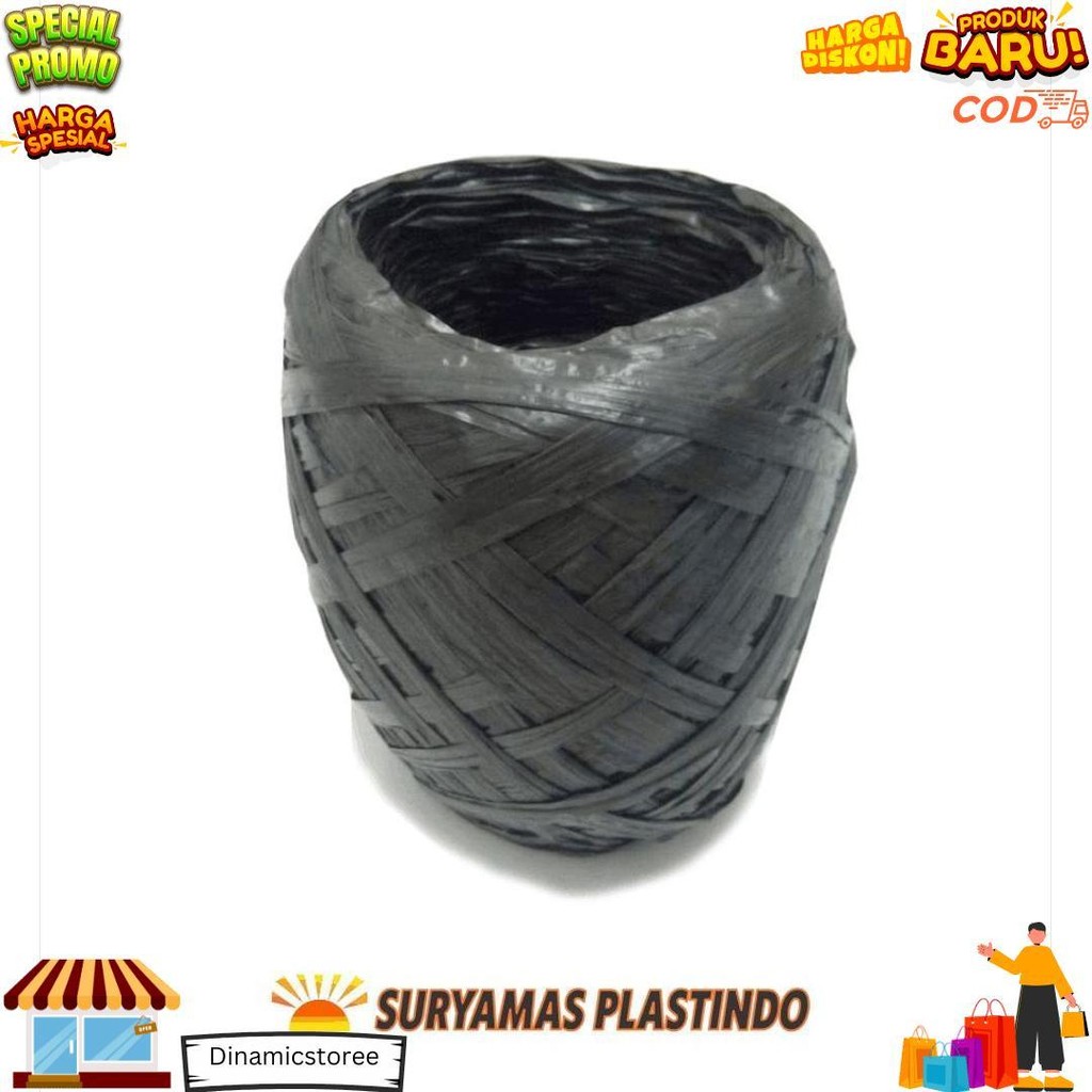 

Tali Rafia Gulungan Besar 1Kg Full Tali Plastik Warna Hitam Promo Puncak