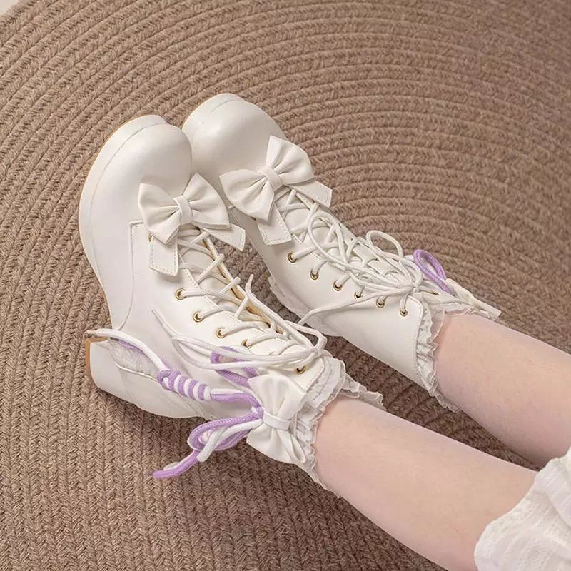 New Women's Heel Boots Side Zip Short Boots Lolita Shoes