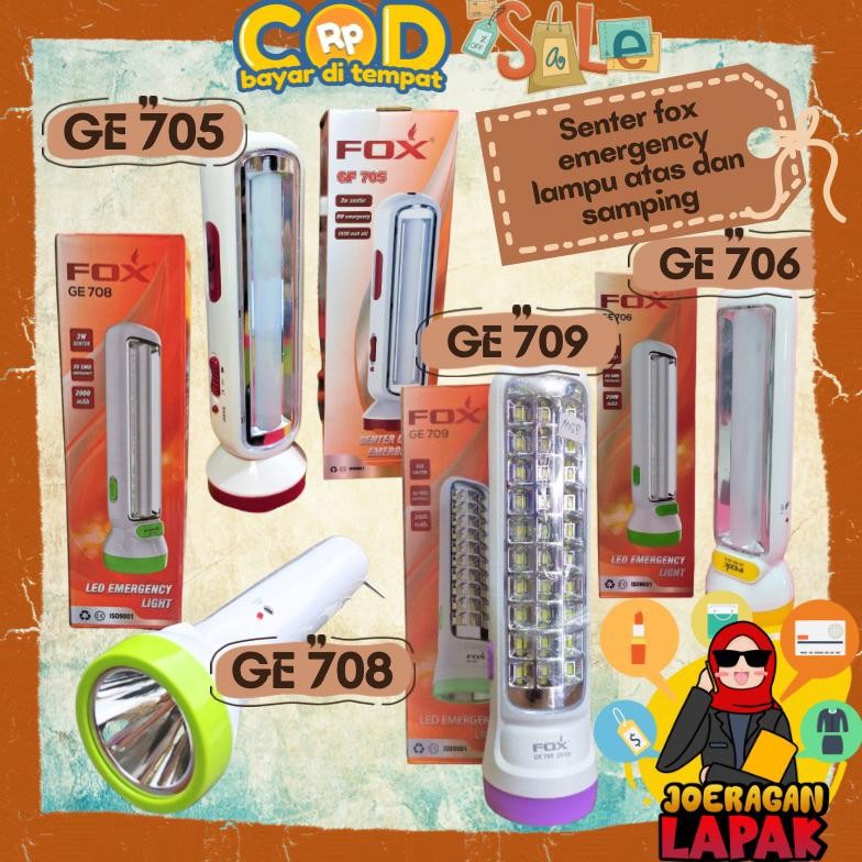 Senter Emergensi Fox Gf 705 / 706 / 708 / 709 Emergenci Super Terang Led Semprot Panjang Lampu Sampi