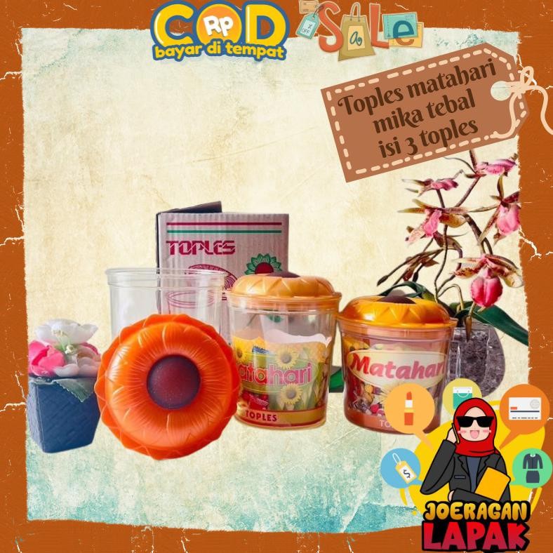 JoeraganlapakToples Bunga Matahari Isi 3 Pcs Per Set Mika Tebal Tempat Kue Jajan Snack Lebaran Trend