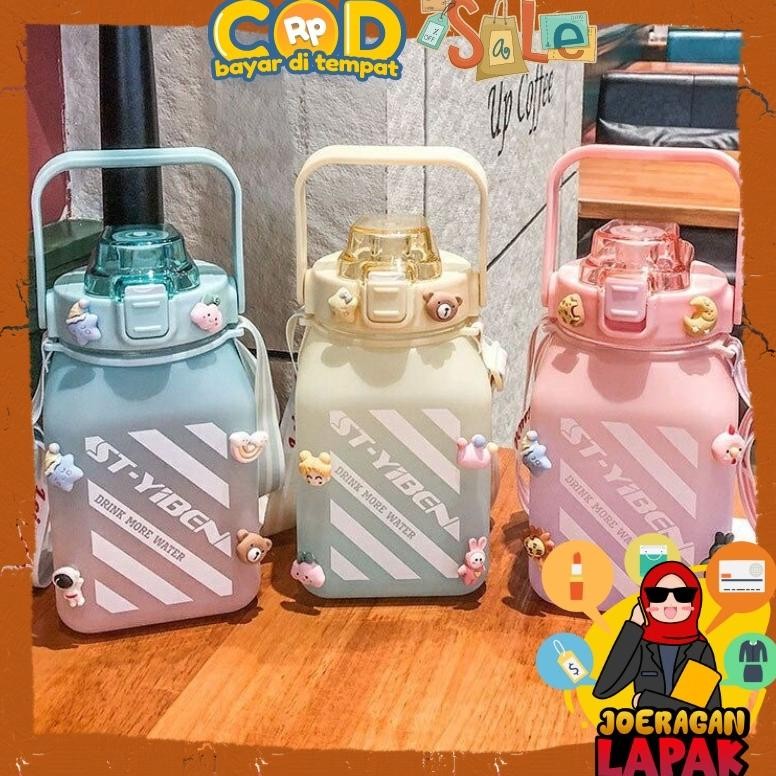 Botol Minum Kotak Gradasi Viral Bonus Hiasan Stiker 2D 3D Tumblr Bottle Best Seller