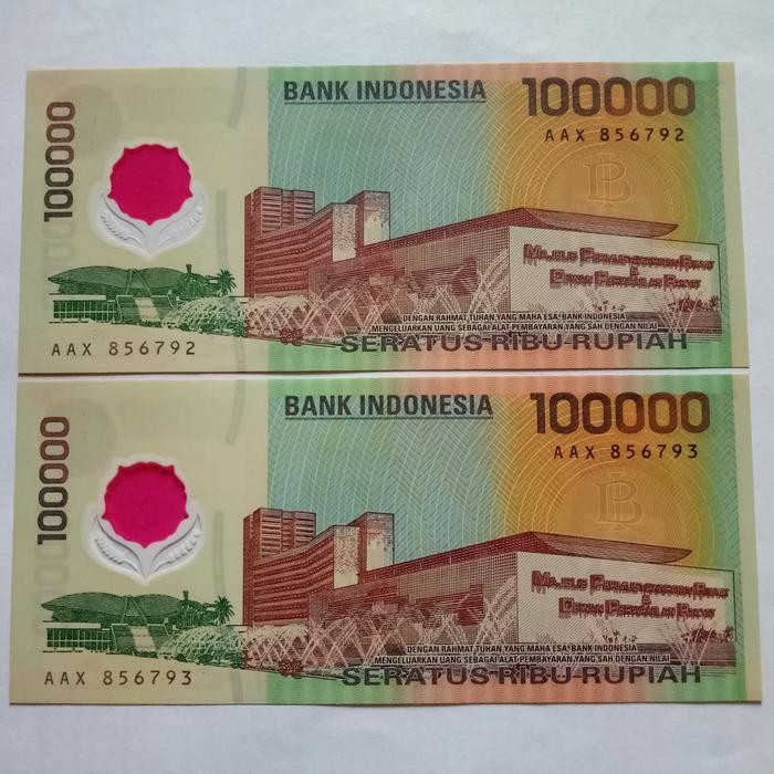 Uang Kuno Polymer Sukarno 100000 Rupiah Idr Indonesia Tahun 1999 Unc Original Dan Terpercaya