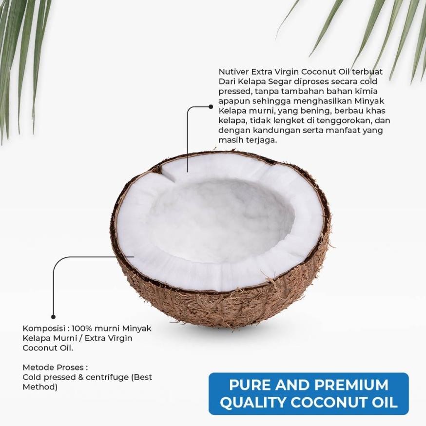 

NUTIVER VCO Virgin Coconut OIL 1 LITER - EVCO EXTRA VIRGIN COCONUT OIL MINYAK KELAPA MURNI 1000ml RB10
