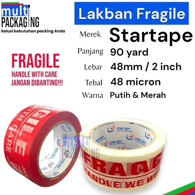 

Lakban Fragile Star Tape Uk. 2 Inch X 90 Yard Co