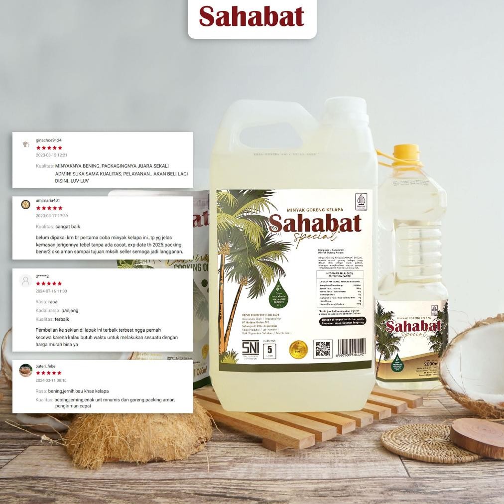 

Sahabat Special Minyak Goreng Kelapa Jerigen 5L (4 Pcs) / 1 Kardus