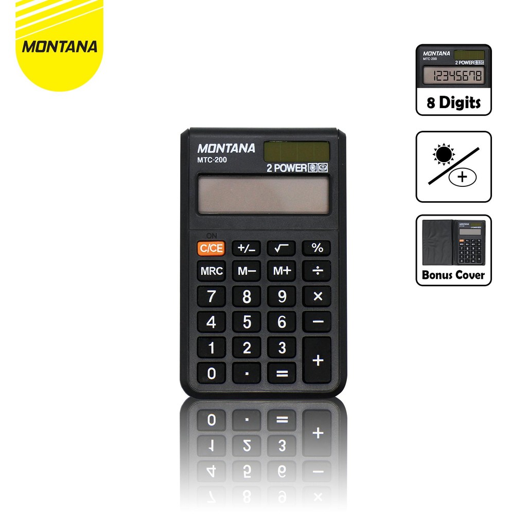 

MONTANA KALKULATOR ALAT HITUNG 8 DIGIT CALCULATOR BIG DISPLAY 2 POWER MTC-200 P