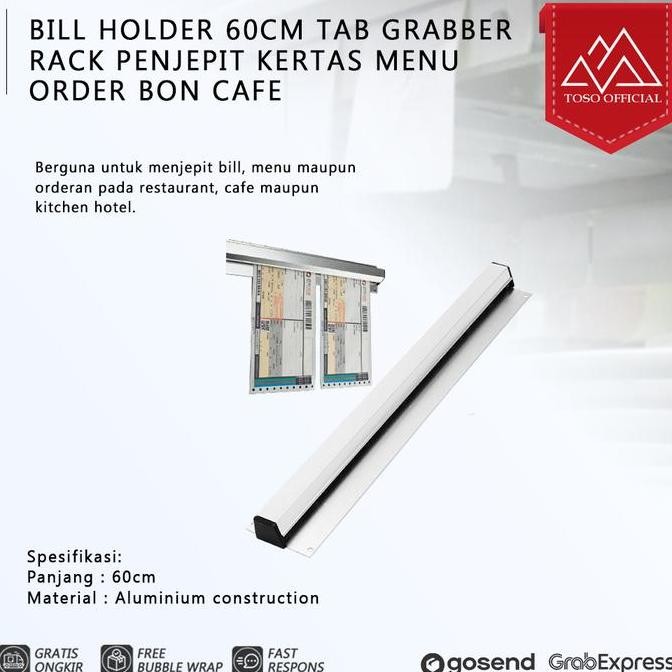 

Bill Holder 60cm Tab Grabber Rack Penjepit Kertas Menu Order Bon Cafe