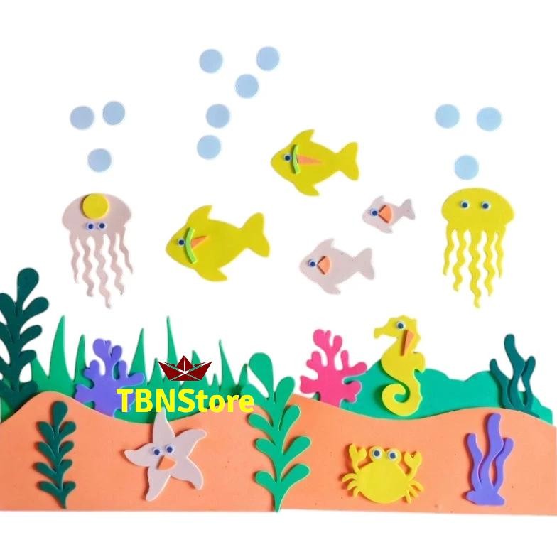 TERMURAH 1 Set (50 Cm X 60 Cm) Hiasan Dinding Jendela Pojok Baca Kelas Paud Tk Sd Bawah Laut Siap ki