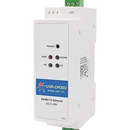 TERMURAH - DIN RAIL RS485 to Ethernet converter ModBus Gateway USR-DR302