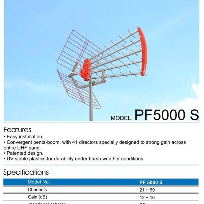 TERMURAH - Antena Antenna TV Luar PF Goceng PF5000 Super High Gain UHF Pf 5000