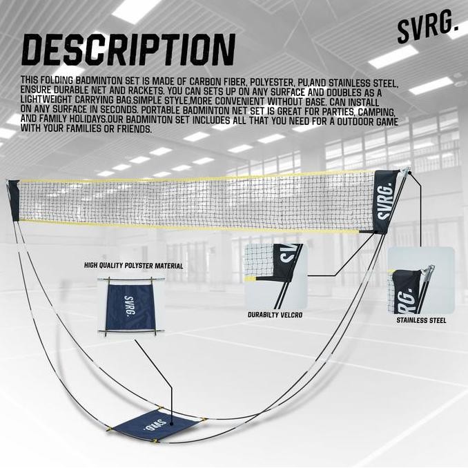 SVRG Badminton Net - Jaring Bulutangkis Portable Net Bulutangkis PM