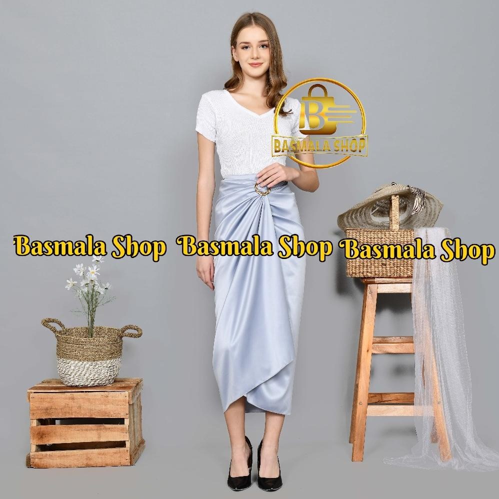 POLOS - ROK LILIT POLOS VELVET SATIN FREE RING TERMURAH PREMIUM ROK IJO SAGE/ SAGE GREEN