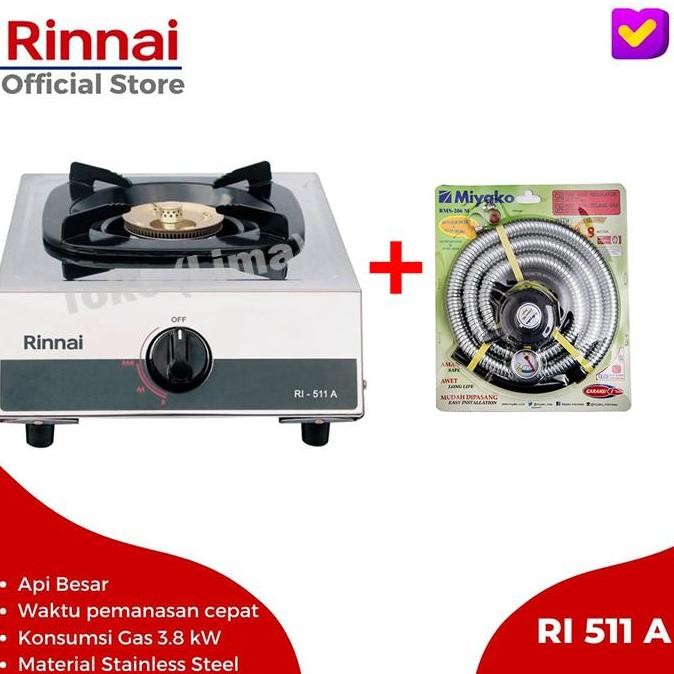 TERMURAH - Kompor Gas 1 Tungku Rinnai RI 511 A Api Lilin Kompor Stainless Rinnai