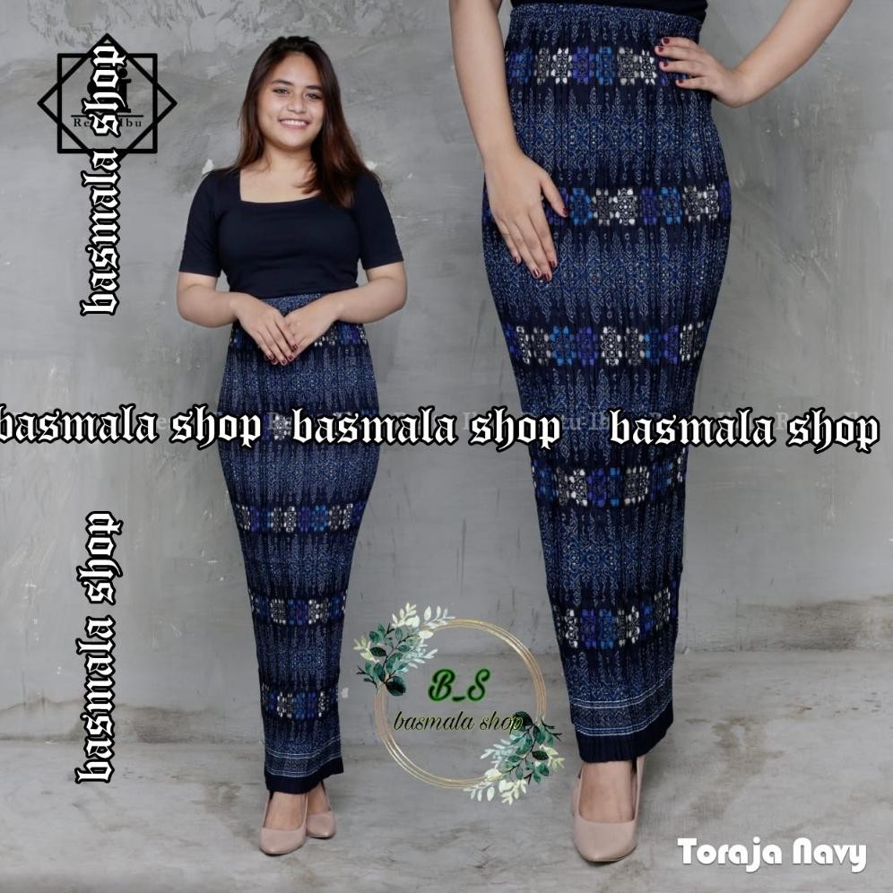 ROK PLISKET BATIK / ROK PLISKET / BAWAHAN KEBAYA / ROK KEBAYA / ROK WISUDA / TORAJA NAVY./REAL PICT 