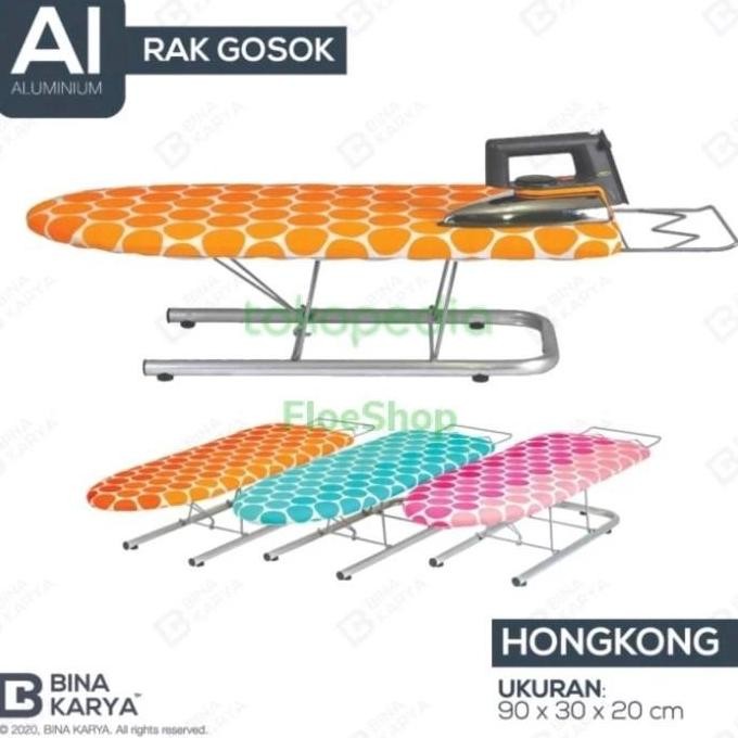 BINA KARYA Meja Setrika Lipat Duduk Lesehan/Rak Gosok Lipat Alumunium