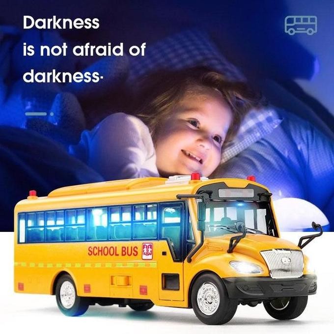 Miniatur Bus AKAP Full Lampu Bisa Oleng Dan Belok Mainan Anak Mobil Mobilan The Little Bus Pull Back
